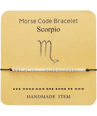 Morse Code Bracelets for Women,12 Zodiac Astrology Bracelet,Adjustable Strand Morse Code Bracelet for Girls Sister Gifts Scor...