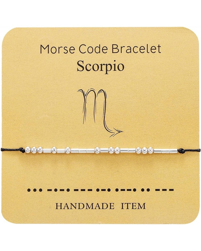 Morse Code Bracelets for Women,12 Zodiac Astrology Bracelet,Adjustable Strand Morse Code Bracelet for Girls Sister Gifts Scor...