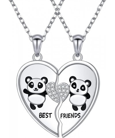 S925 Sterling Silver Best Friends Necklaces Matching Heart Friendship Necklaces for 2 BFF Gifts Jewelry Set Panda $26.54 Neck...