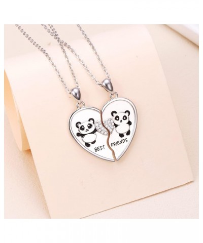 S925 Sterling Silver Best Friends Necklaces Matching Heart Friendship Necklaces for 2 BFF Gifts Jewelry Set Panda $26.54 Neck...