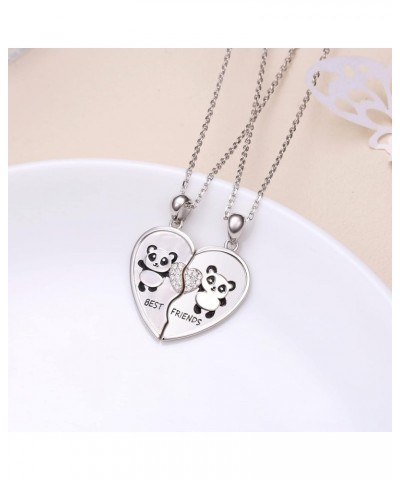 S925 Sterling Silver Best Friends Necklaces Matching Heart Friendship Necklaces for 2 BFF Gifts Jewelry Set Panda $26.54 Neck...