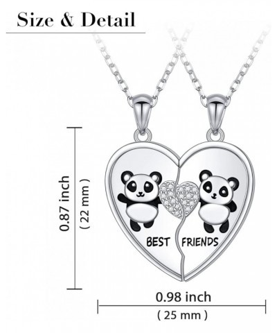 S925 Sterling Silver Best Friends Necklaces Matching Heart Friendship Necklaces for 2 BFF Gifts Jewelry Set Panda $26.54 Neck...