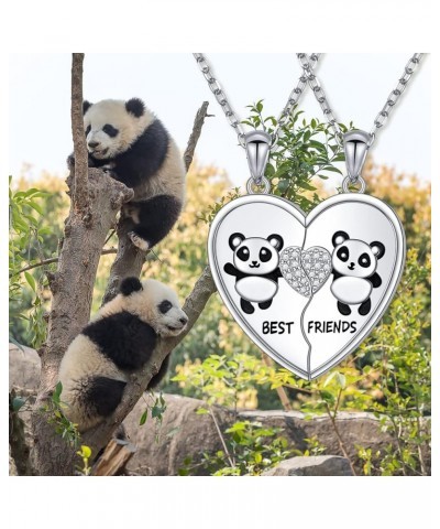 S925 Sterling Silver Best Friends Necklaces Matching Heart Friendship Necklaces for 2 BFF Gifts Jewelry Set Panda $26.54 Neck...