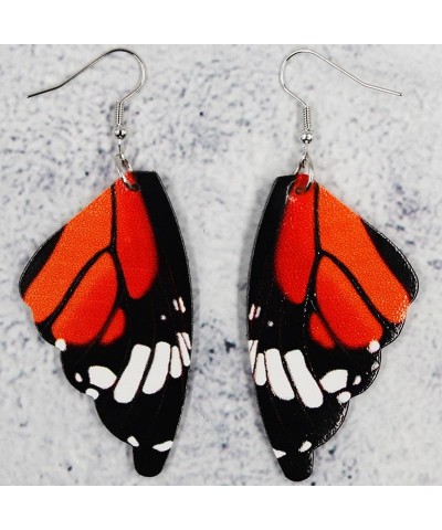 Butterfly Dangle Earrings for Women Girls, Statement Faux Leather Butterfly Wing Earrings - Trendy Boho Summer Beach Hook Ear...