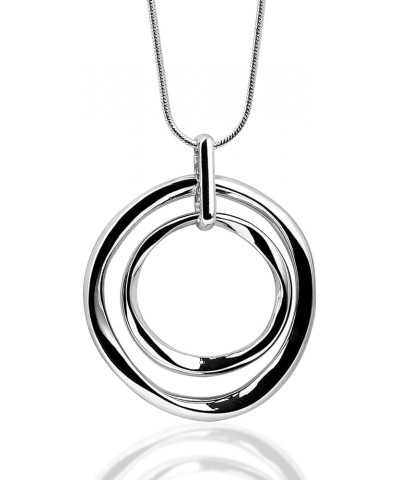 Circle Necklace, Long Sweater Chain Double Circle Pendant,Classic Elegant and Simple Silver Necklace Sterling SIlver $8.99 Ne...