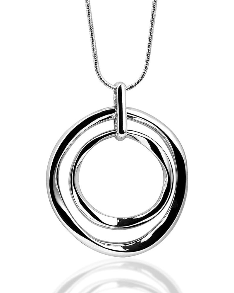 Circle Necklace, Long Sweater Chain Double Circle Pendant,Classic Elegant and Simple Silver Necklace Sterling SIlver $8.99 Ne...