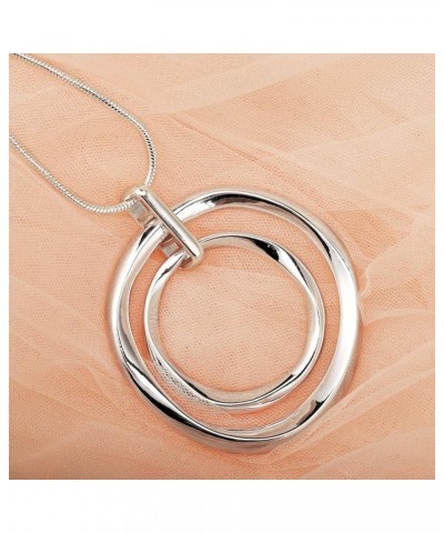 Circle Necklace, Long Sweater Chain Double Circle Pendant,Classic Elegant and Simple Silver Necklace Sterling SIlver $8.99 Ne...