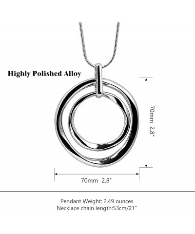 Circle Necklace, Long Sweater Chain Double Circle Pendant,Classic Elegant and Simple Silver Necklace Sterling SIlver $8.99 Ne...