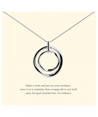 Circle Necklace, Long Sweater Chain Double Circle Pendant,Classic Elegant and Simple Silver Necklace Sterling SIlver $8.99 Ne...