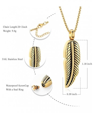 Stainless Steel Feather Urn Necklace Hold Cremation Ashes Keepsake Memorial Jewelry +Box+Fill Kits Gold $11.23 Necklaces