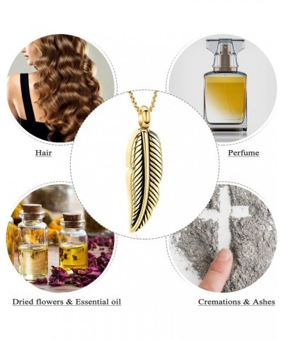 Stainless Steel Feather Urn Necklace Hold Cremation Ashes Keepsake Memorial Jewelry +Box+Fill Kits Gold $11.23 Necklaces