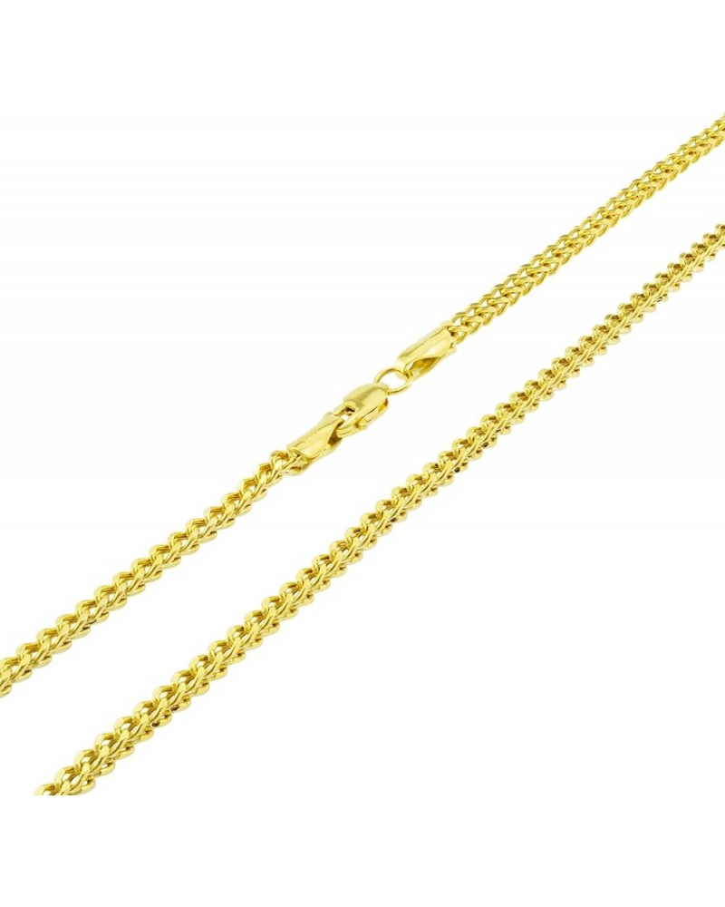 10k Yellow Gold 2.5mm Franco Chain Box Square Wheat Pendant Necklace, Mens Womens Jewelry 16" 18" 20" 22" 24" 26" 28" 30 18 $...