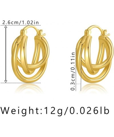 Gold Hoop Earrings 14K Gold Plated Huggie Hoops Twisted Croissant Earrings Small Hollowed-out Water Drop Hoop Earrings for Wo...