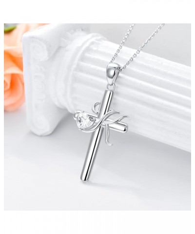 Initial Cross Necklace for Women Sterling Silver A-Z 26 Letter Alphabet Pendant Necklace Initial Jewelry Gifts for Women Girl...