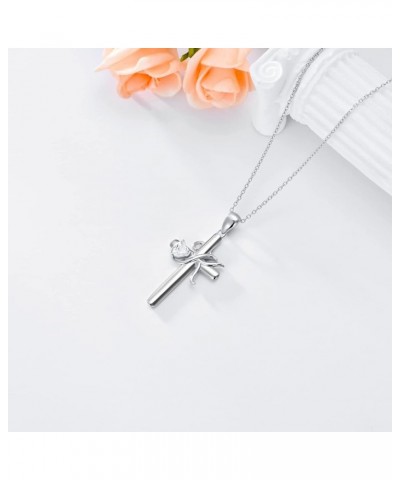 Initial Cross Necklace for Women Sterling Silver A-Z 26 Letter Alphabet Pendant Necklace Initial Jewelry Gifts for Women Girl...