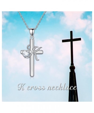 Initial Cross Necklace for Women Sterling Silver A-Z 26 Letter Alphabet Pendant Necklace Initial Jewelry Gifts for Women Girl...