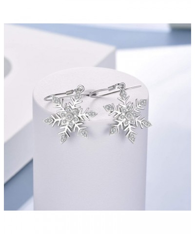 Snowflake Earrings Sterling Silver Snowflake Dangle Drop Earring for Women Christmas Jewelry Gifts snowflake white $14.62 Ear...