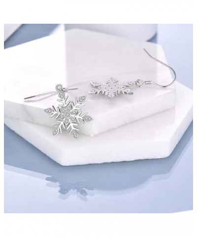 Snowflake Earrings Sterling Silver Snowflake Dangle Drop Earring for Women Christmas Jewelry Gifts snowflake white $14.62 Ear...