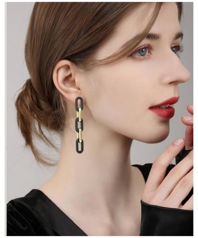 MIGUO STORE Unique Black Exaggerate Chain Earrings Creative Personality Geometric Floor Hollow Drop Dangle Earrings For Women...