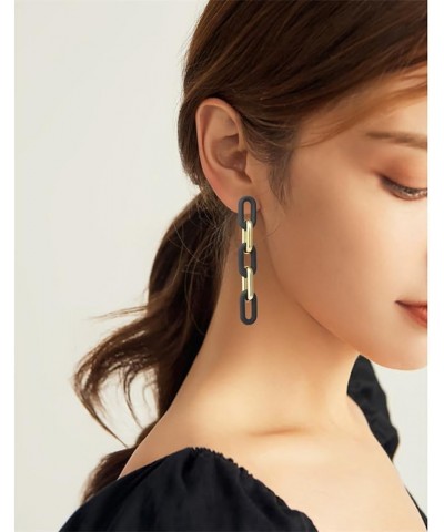 MIGUO STORE Unique Black Exaggerate Chain Earrings Creative Personality Geometric Floor Hollow Drop Dangle Earrings For Women...