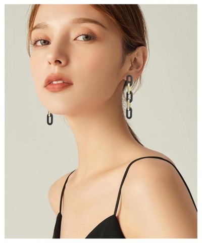 MIGUO STORE Unique Black Exaggerate Chain Earrings Creative Personality Geometric Floor Hollow Drop Dangle Earrings For Women...