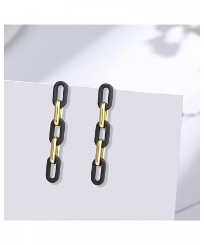 MIGUO STORE Unique Black Exaggerate Chain Earrings Creative Personality Geometric Floor Hollow Drop Dangle Earrings For Women...