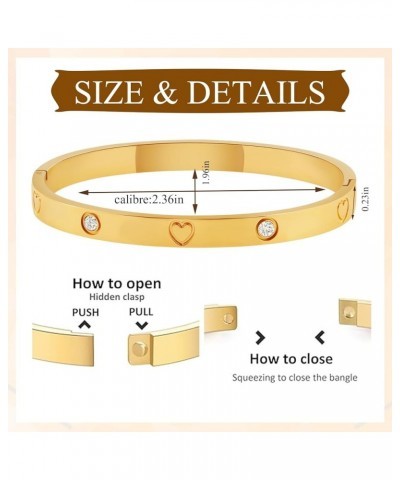 Gold Bracelets for Women Gold Plated Love Cubic Zirconia Bangle Crystal Friendship Charm Bracelet Jewelry Gifts for Women Tee...