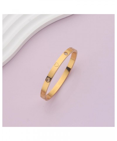 Gold Bracelets for Women Gold Plated Love Cubic Zirconia Bangle Crystal Friendship Charm Bracelet Jewelry Gifts for Women Tee...