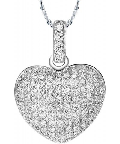 Pave CZ Love Heart Pendant Necklace Crystal Jewelry Gift for Women Birthday Anniversary N378 $7.27 Necklaces