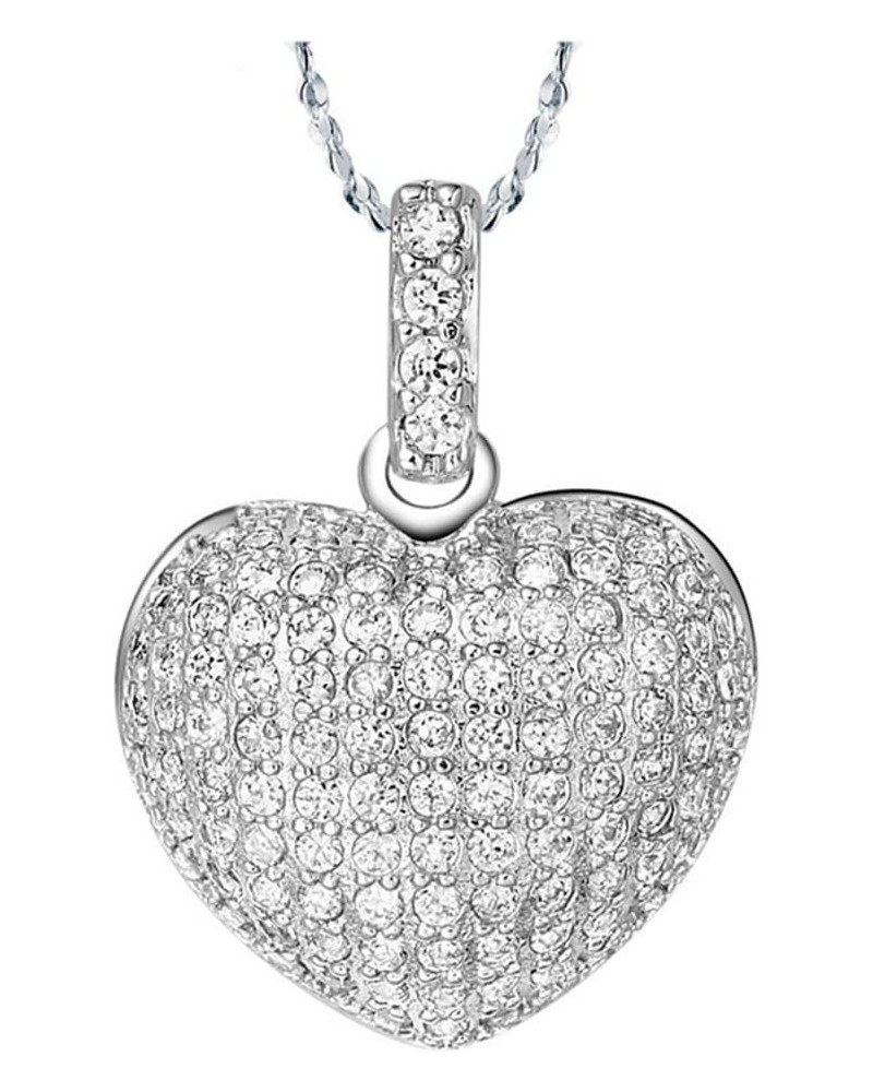 Pave CZ Love Heart Pendant Necklace Crystal Jewelry Gift for Women Birthday Anniversary N378 $7.27 Necklaces