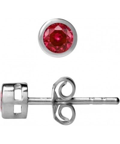 3MM Extra Petite Birthstone Gemstone 925 Sterling Silver Mini Second Hole Stud Earrings Jewelry for Women Unisex Created Ruby...