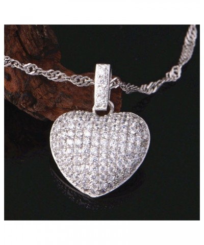 Pave CZ Love Heart Pendant Necklace Crystal Jewelry Gift for Women Birthday Anniversary N378 $7.27 Necklaces