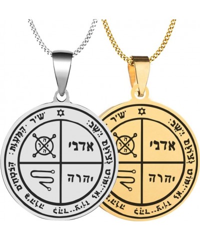 2PCS Set Mens Womens Third Pentacle of Jupiter Key of Solomon Stainless Steel Amulet Magic Protection Pendants Necklaces Silv...