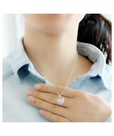 Pave CZ Love Heart Pendant Necklace Crystal Jewelry Gift for Women Birthday Anniversary N378 $7.27 Necklaces