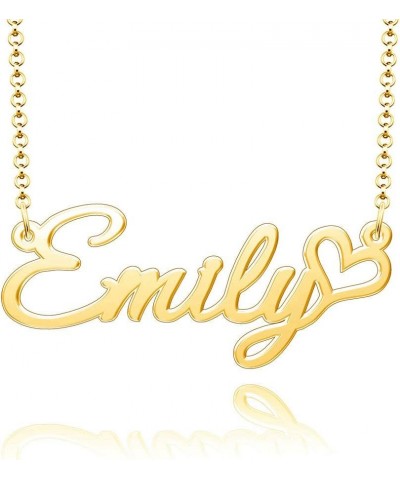 Personalized Name Necklace Custom Gold Name Plate Necklace Sterling Silver Love Heart Pendant Gift Card Emily-Gold $13.04 Nec...