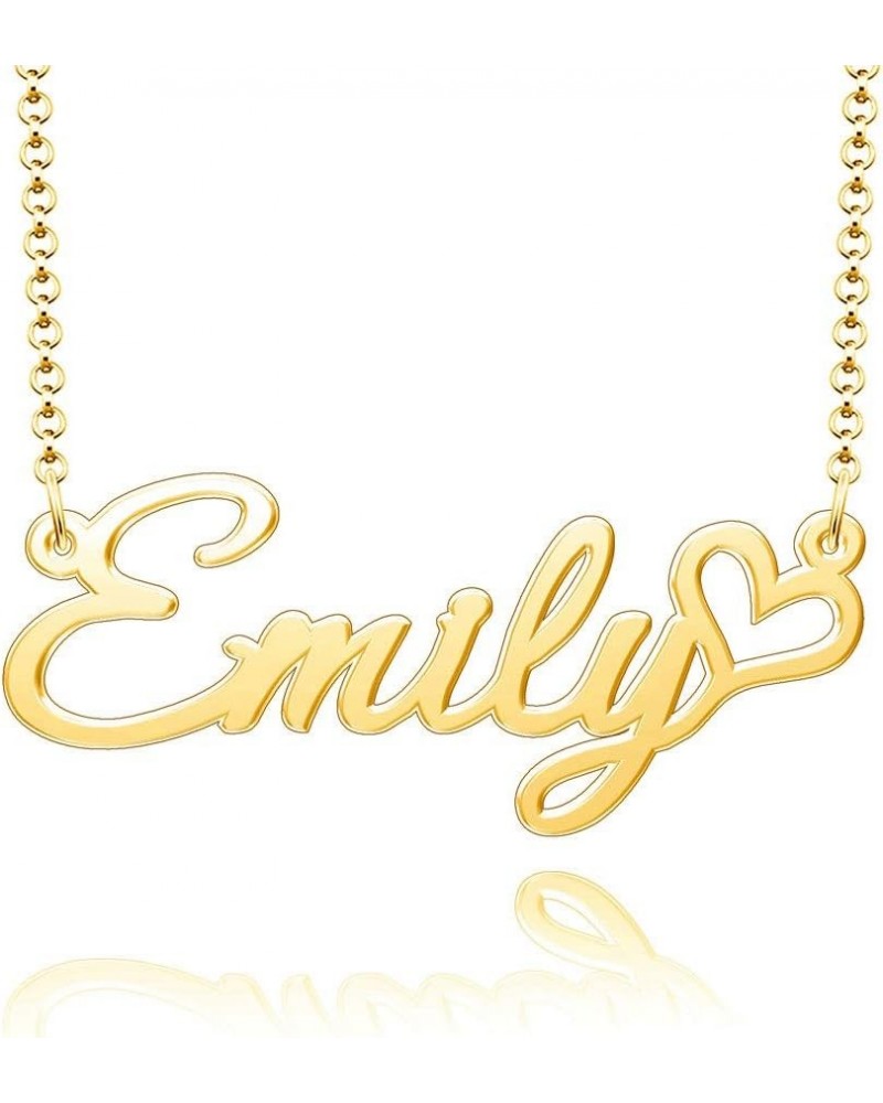 Personalized Name Necklace Custom Gold Name Plate Necklace Sterling Silver Love Heart Pendant Gift Card Emily-Gold $13.04 Nec...