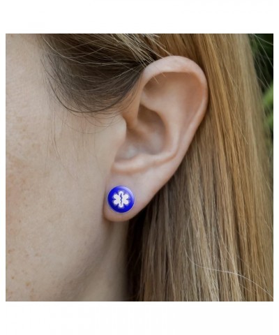 Star Of Life Medical Health EMT RN MD Novelty Silver Plated Stud Earrings $9.34 Earrings