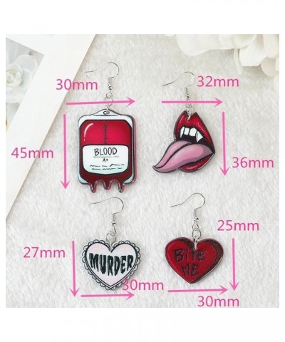 Earrings,Jewelry for Women Girls, 1 Pair Halloween Drop Earrings Creepy Vampire Lips Blood Bag Bite Me Murder Heart Jewelry F...