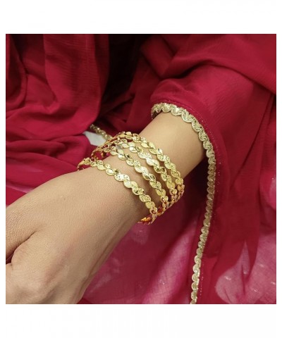 Indian Bangle Set Gold Tone Plain Glossy Engraved Bracelet Bangle Jewelry for Women Gold 2-6 $10.54 Bracelets