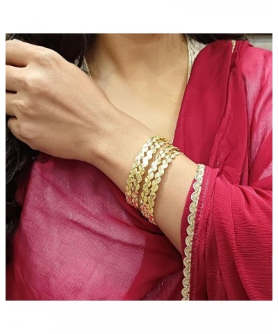 Indian Bangle Set Gold Tone Plain Glossy Engraved Bracelet Bangle Jewelry for Women Gold 2-6 $10.54 Bracelets