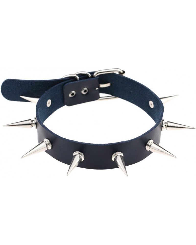 Unisex Multicolor Simulated Leather PU Black-tone/Silver-tone Spikes Rivets Spiked Punk Rock Gothic Choker Collar Necklace Si...