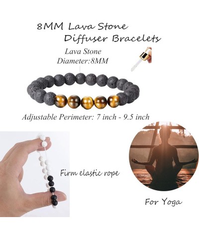 8-12PCS Lava Rock Stone Bracelet for Women Men Oil Diffuser Bracelet Gemstone Bead Natural Stone Stretch Yoga Bracelets 8pcs ...