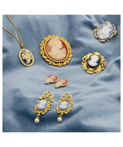 24k Gold Plated Cameo Victorian Statement Earring Collection Gold Baby Blue $32.29 Earrings