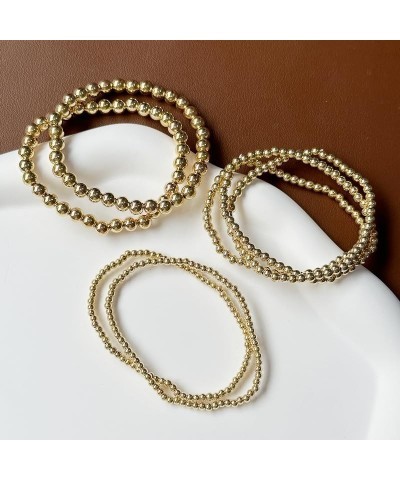 Gold Bracelets for Women 14K Gold Plated Stackable Bracelet Delicate Stackable Gold Bead Bracelet for Girls Gold bead 7pcs $7...