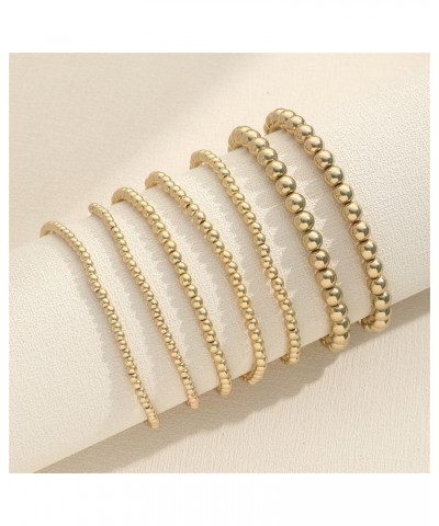 Gold Bracelets for Women 14K Gold Plated Stackable Bracelet Delicate Stackable Gold Bead Bracelet for Girls Gold bead 7pcs $7...