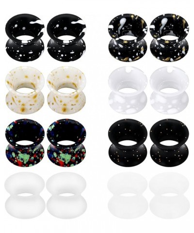 8 Pairs Ultra Thin Silicone Ear Gauges Flexible Ear Tunnels Plugs Stretchers Expander Double Flared Flesh Gauge Earlets Plug ...