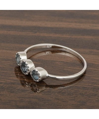 Sterling Silver Handmade Round 0.45 Ctw Multi Choice Gemstone Bezel Set Sterling Silver Women Wedding Ring, 3-Stone Engagemen...