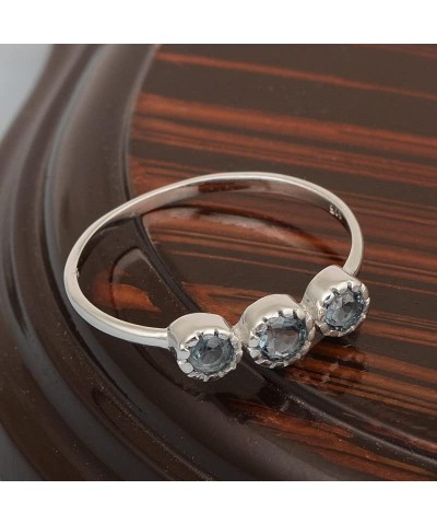 Sterling Silver Handmade Round 0.45 Ctw Multi Choice Gemstone Bezel Set Sterling Silver Women Wedding Ring, 3-Stone Engagemen...