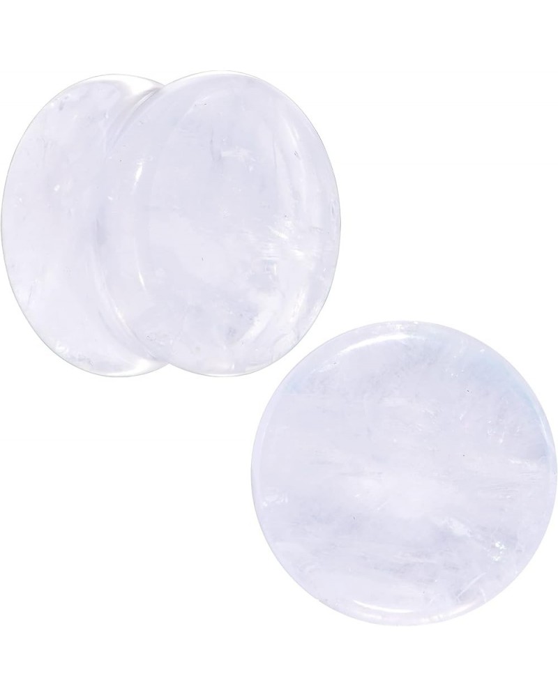 Womens 2Pc Solid White Cloudy Quartz Stone Double Flare Tunnel Plug Ear Plug Gauges Set of 2 16mm (5/8") $12.75 Body Jewelry