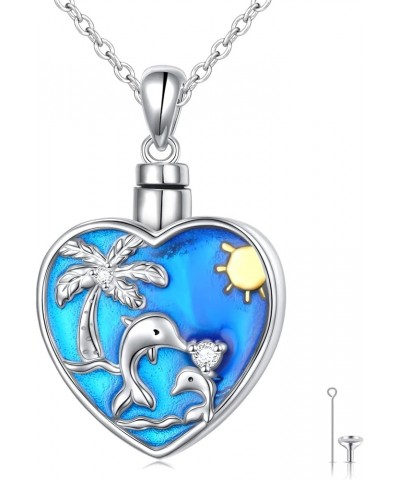 Pendant Urn Necklace for Ashes 925 Sterling Silver Cremation Pendant Memorial Jewelry for Women Dolphin $25.36 Pendants